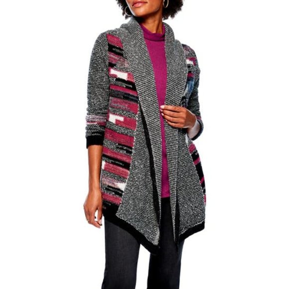 NIC AND ZOE Orchard Hooded Cardigan In Black Multi - Picture 1 of 10